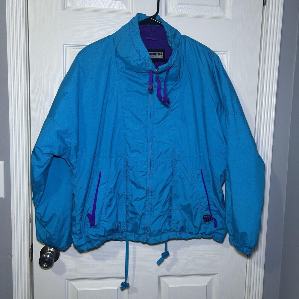 Vintage Pacific Trail Jacket Men's Large Blue Fleece Lined Windbreaker 90s